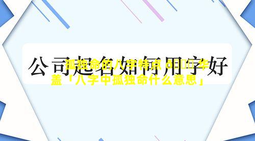 孤独命的八字特点 🕊 华盖「八字中孤独命什么意思」